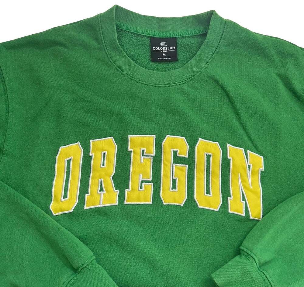 Colosseum Oregon Ducks Arched Spellout Crewneck Sweatshirt Green Adult Medium